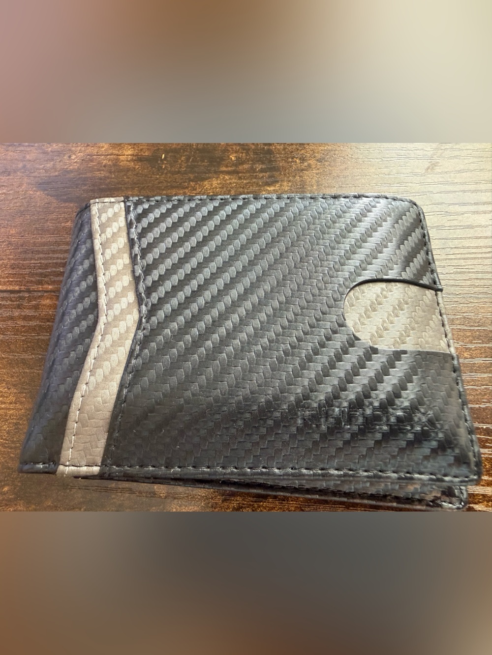 Runbox Slim RFID Blocking Men’s Wallet Gray Black Carbon Fiber NEW